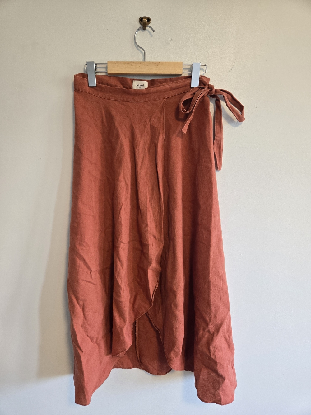 Wilfred Rust Wrap High-Low Skirt